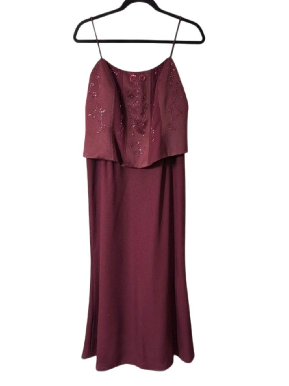 Karen Millen Spaghetti Strap Beaded Cocktail Dress in Wine Size 8P‎